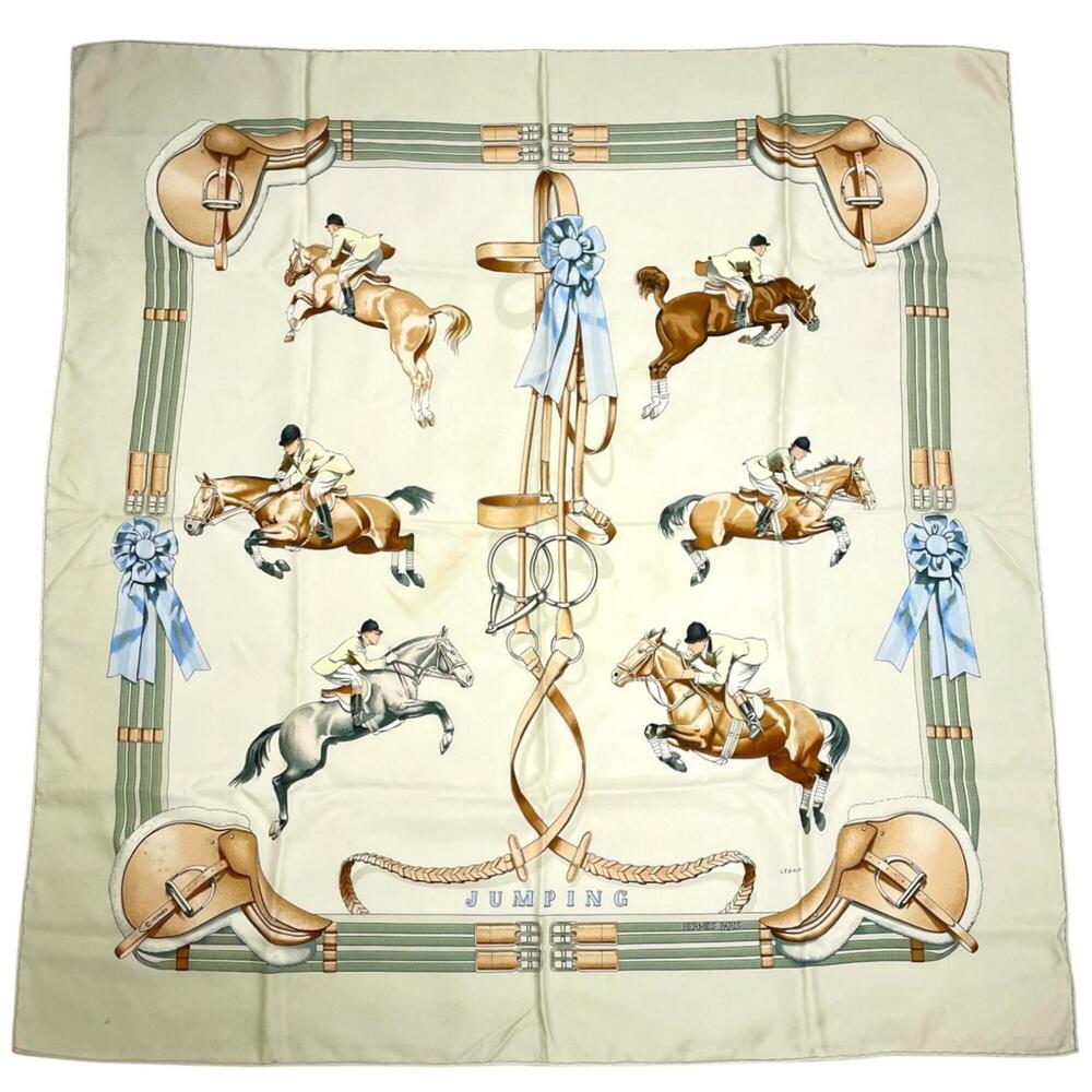 HERMES Jumping Scarf/Muffler, Silk, Multicolor, Women's, Carre 90